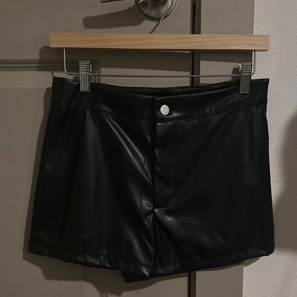 SHEIN Black Faux Leather Shorts